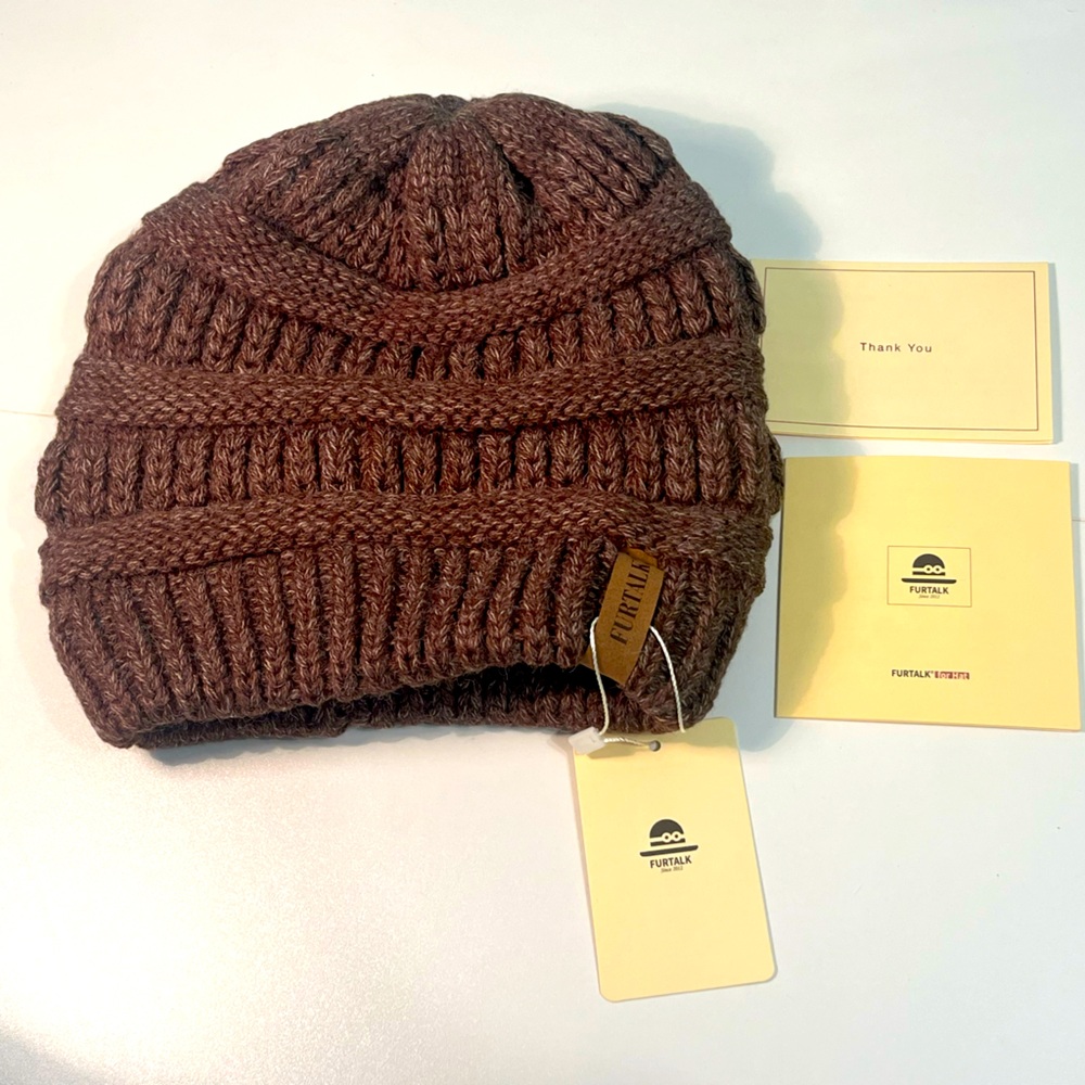 Furtalk Fleece lined ladies hat toque in the colour “Coffee.” New!